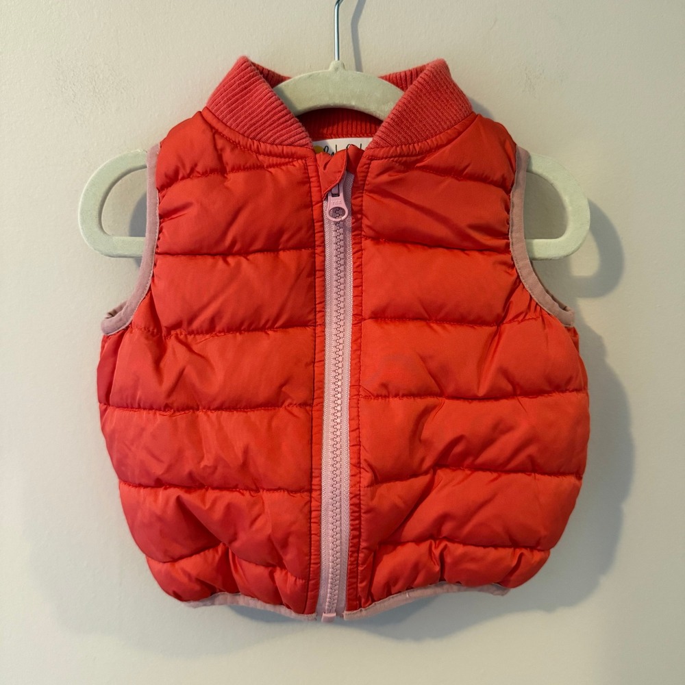 Baby Boden Orange Red Puffer Vest Quilted Zip Up Outerwear 12-18 Months 86cm
